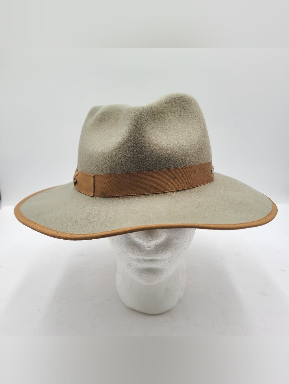 B55 Gigi Pip Monroe Rancher Hat 59 Brown Gray Australian Wool Felt Fedora